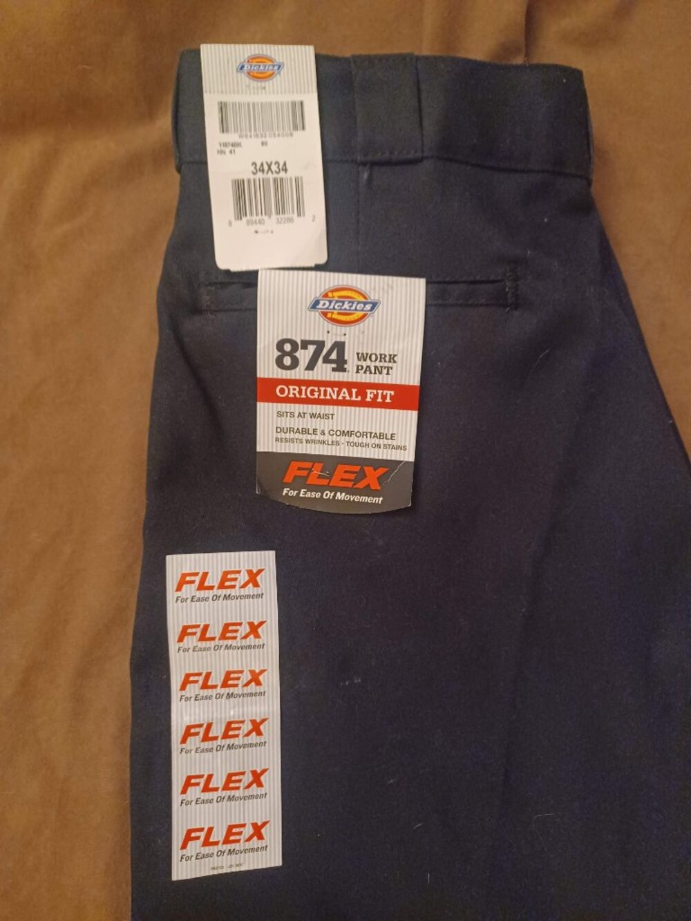 Dickies Men's Pants 874 FLEX Original Fit Work Pants 34x34 Blue NWT